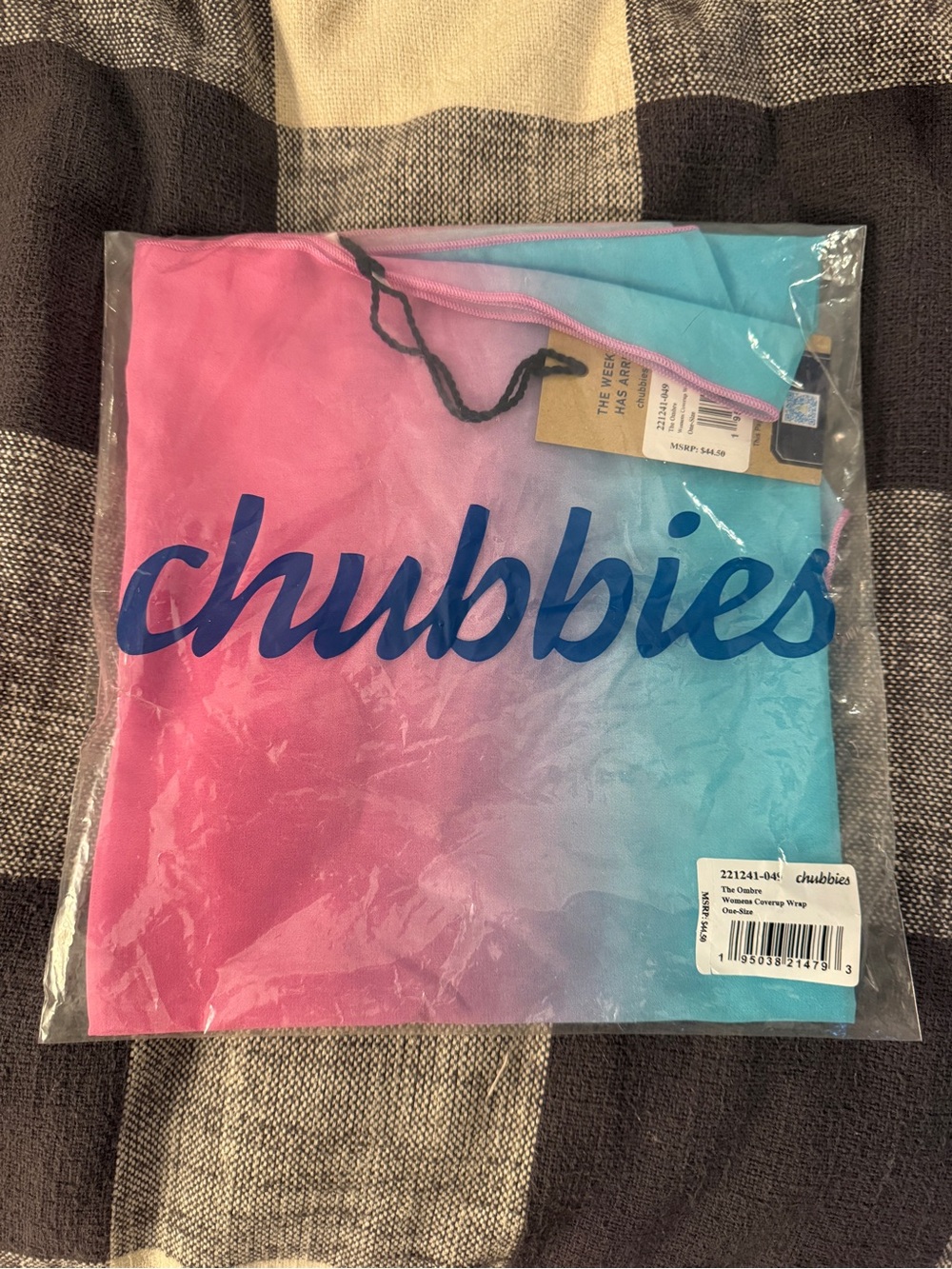 Chubbies "The Ombre" Women's Coverup Wrap - Pink Blue Ombre One Size NWT